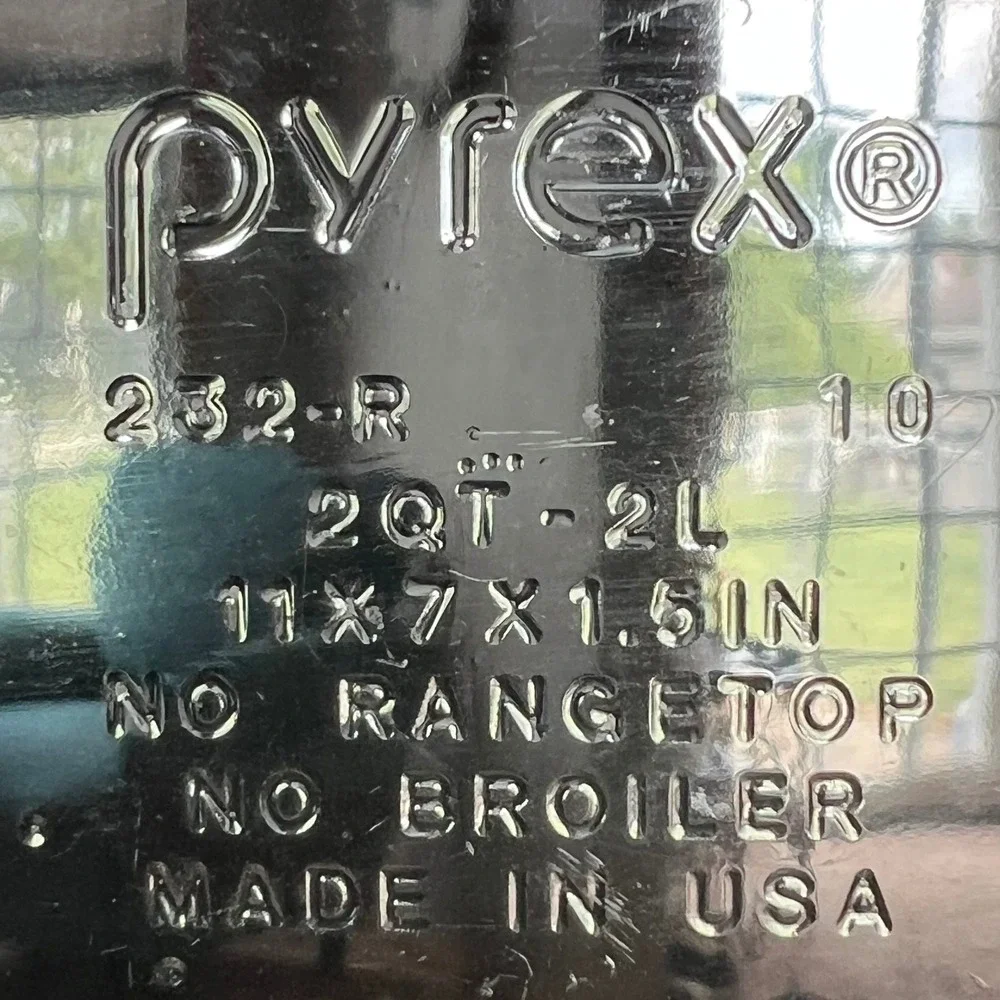 Vtg Pyrex 232-R Clear Glass Rectangular Baking Dish 2 Quart 11x7x1.5 Made in USA